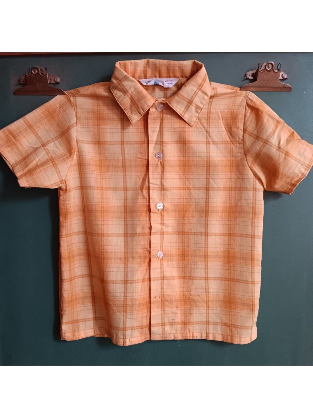 Perma-Prest Vintage Boys 6 Shirt Sears 1960's Plaid Polyester/Cotton Blend USA